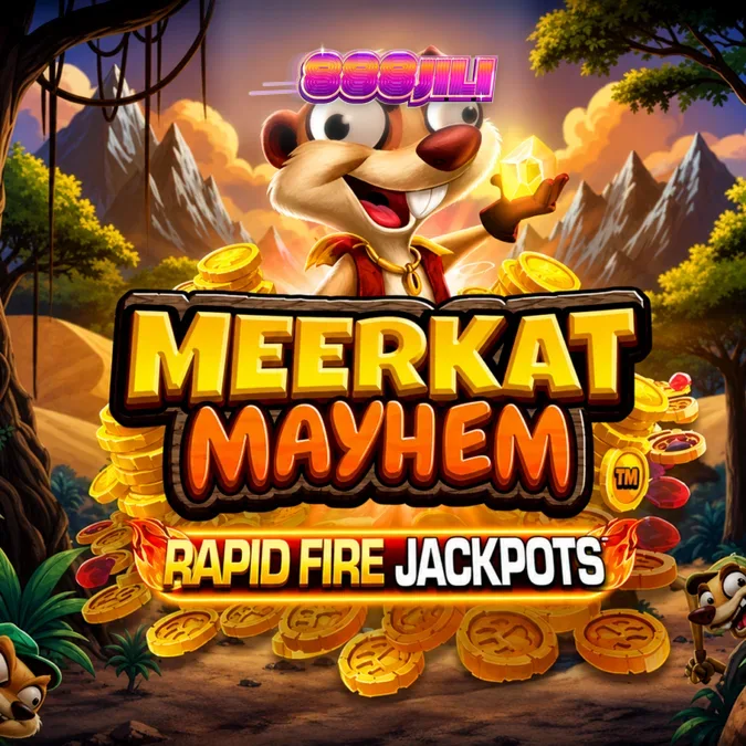 Meerkat Mayhem slot machine interface na may mga meerkat at cash symbols
